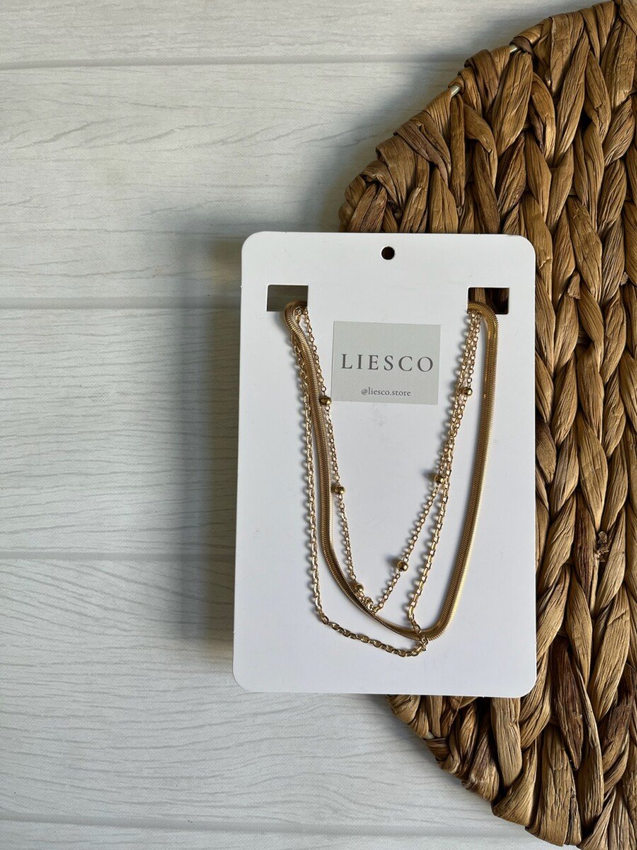 Collar cadena triple dorado